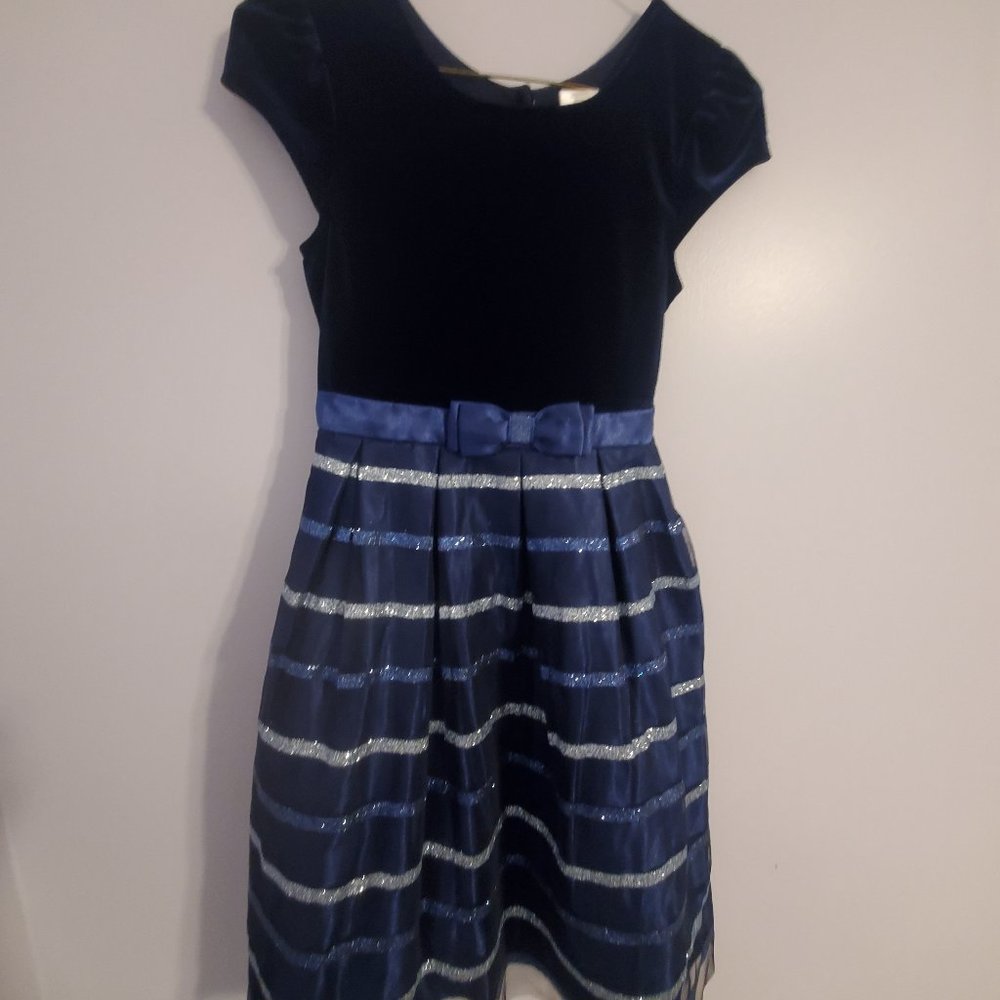 Girls Dress Size 10 by Jona Michelle: Navy Blue and Silver